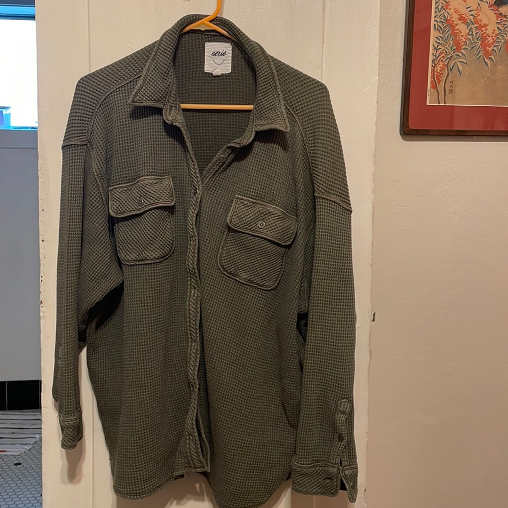 Green Aerie lumberjane waffle shirt
